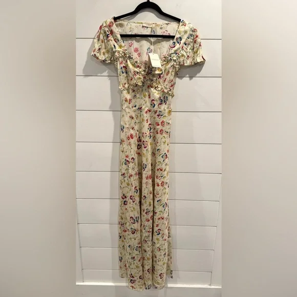 NWT Doen Valerine cream floral silk maxi dress - Picture 4 of 9